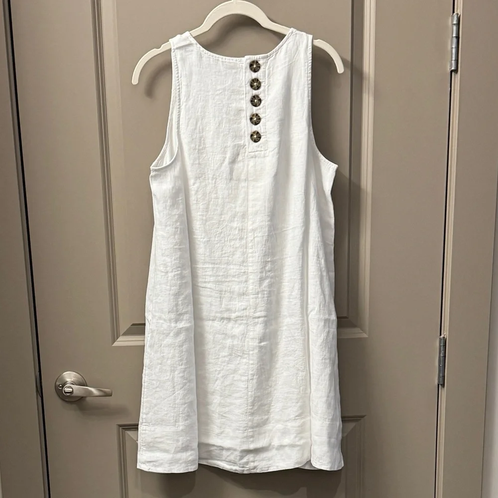 J.Crew Maxine Button Back Linen Shift Dress, White - Picture 6 of 6